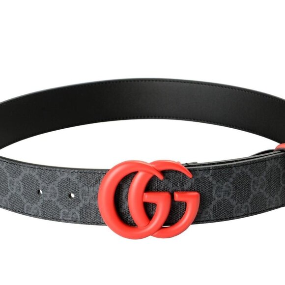 Gucci Guccissima Print Leather Double Red G Buckle Belt US 44 IT 110